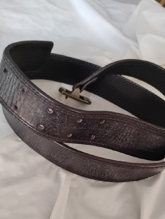 Black Leather Belt Brass Buckle American Eagle Women\'s Size M main image 5